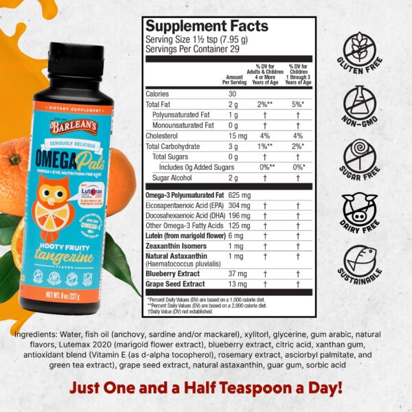 Etiqueta de mandarina en frasco Omega Pals