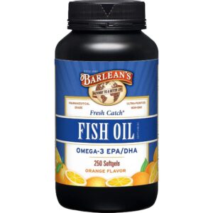 Botella Barlean's aceite de pescado omega 3 600mg 250 cápsulas