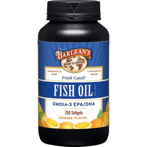 Botella Barlean's aceite de pescado omega 3 600mg 250 cápsulas