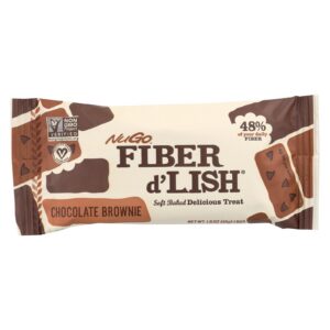 Barra NuGo Fiber D'lish sabor brownie chocolate paquete de 16