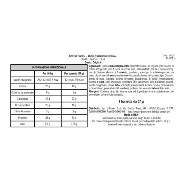 Barras Muscle Sandwich Muscle Foods con 13g proteína