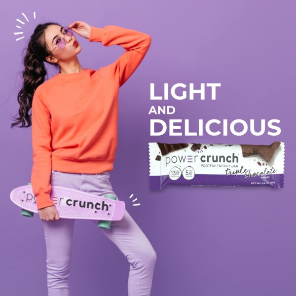 Version 1.0.0 Barras Power Crunch Triple Chocolate para energía y sabor en cualquier lugar