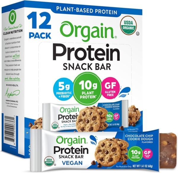 Paquete de barras de proteína veganas Orgain sabor chocolate