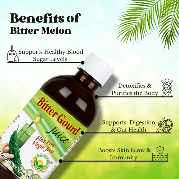 Vista lateral del envase de karela amargo