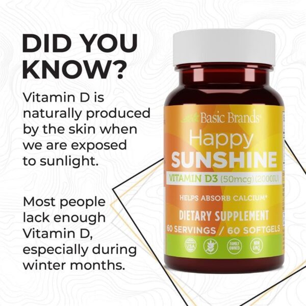 Etiqueta frontal Vitamina D3 Basic Brands