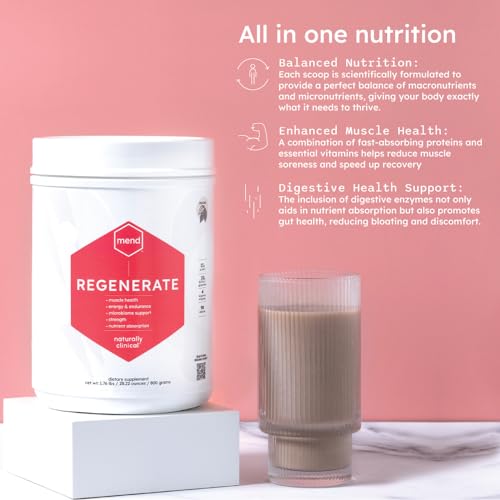 Version 1.0.0 Vaso con batido de proteína MEND Regenerate sabor chocolate oscuro