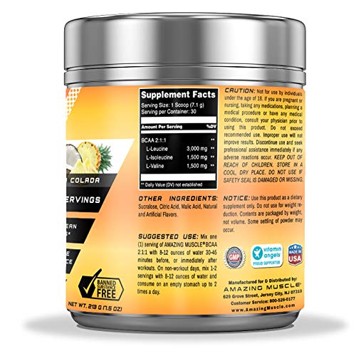 Detalle de ingredientes bcaa pina colada