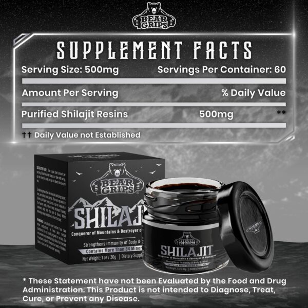 Etiqueta de Shilajit Bear Grips