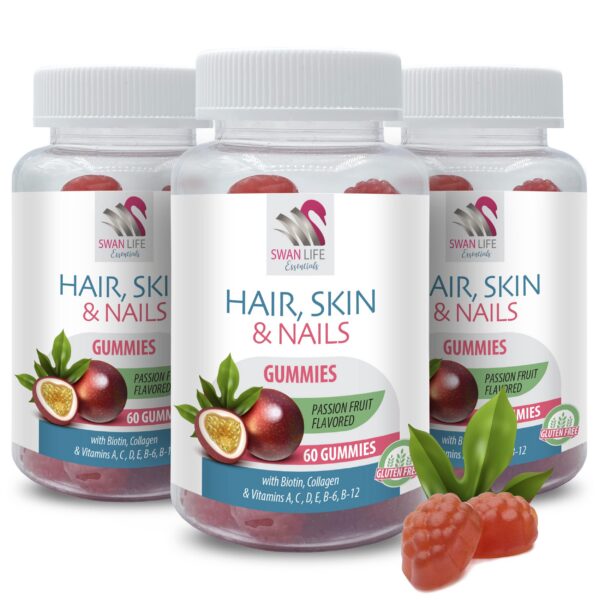 Gomitas multivitamínicas para cabello piel y uñas, 3 frascos