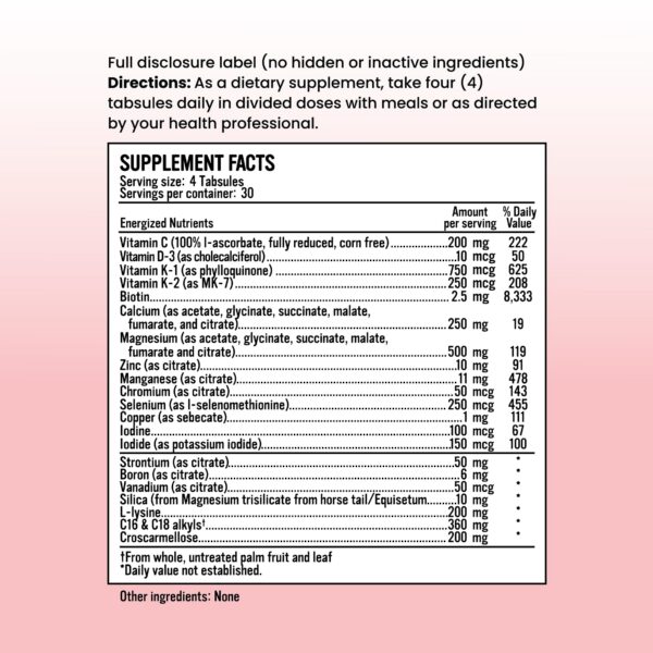 Etiqueta de Beauty Minerals Biotina