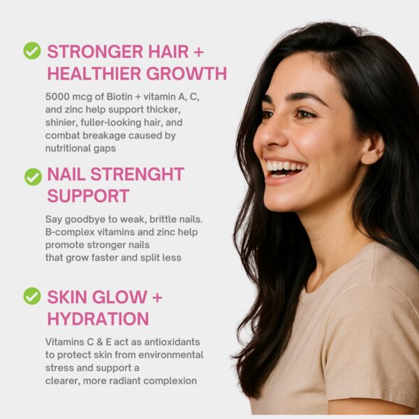 Frasco de Beauty+ Biotina frente