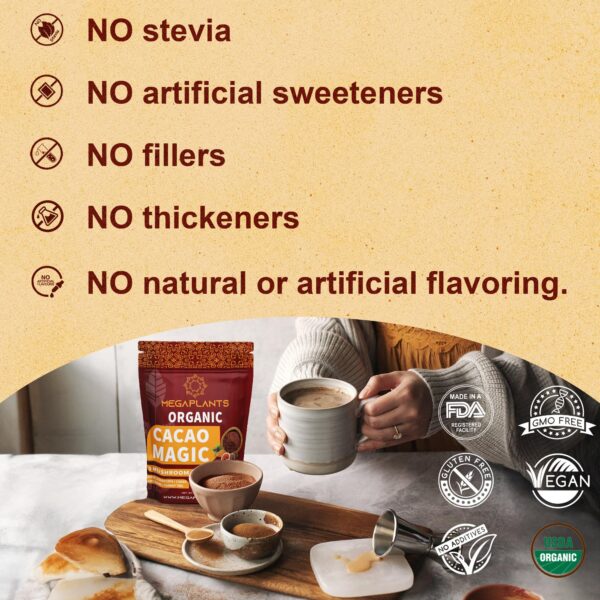 Bebida de cacao con mezcla de hongos saludable