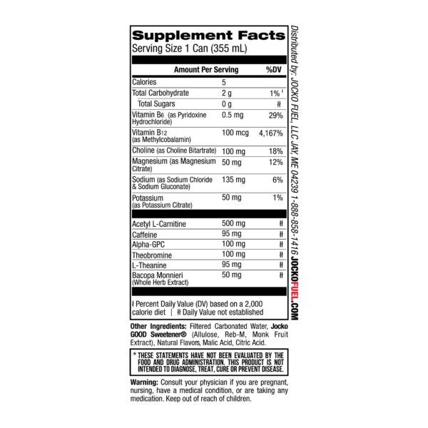 Lata Jocko GO mostrando información nutricional