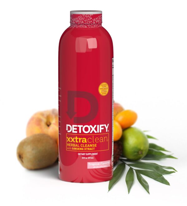 Version 1.0.0 Bebida herbal Detoxify Xxtra Clean sabor fruta tropical botella 20 oz