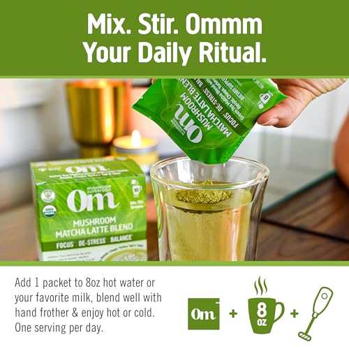 Bebida Latte Matcha con mezcla de hongos OM Mushroom Superfood