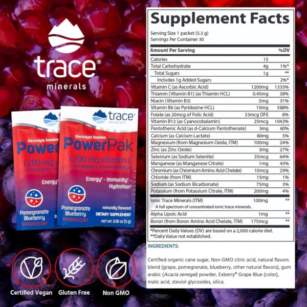 Bebida en polvo Power Pak sabor variedad frutas Trace Minerals