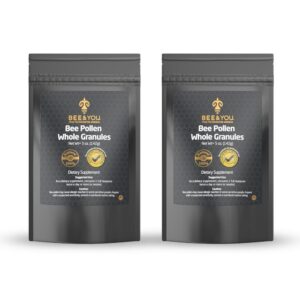 Bee and You polen de abeja granulado frente al envase