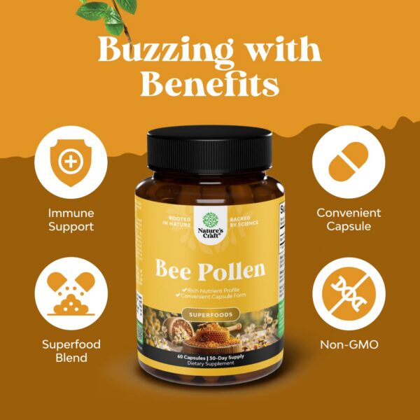 Bee Pollen Pills bottle label close-up view