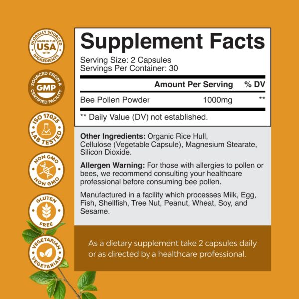 Bee Pollen Pills capsules on white background