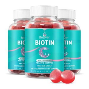BeLive gomitas biotina con sabor fresa 3 paquetes