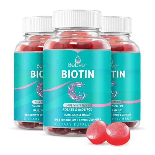 BeLive gomitas biotina con sabor fresa 3 paquetes