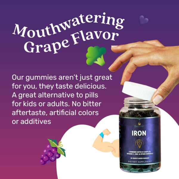 BeLive Gomitas Hierro frasco abierto