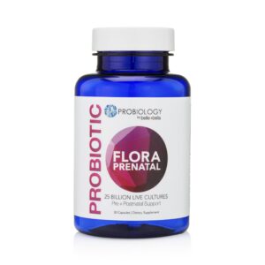 Frente de la botella Probiology Flora Prenatal