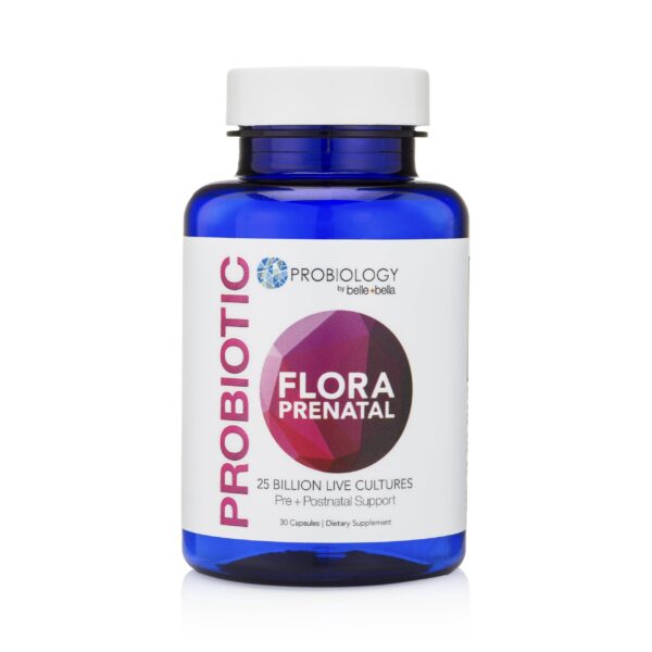 Frente de la botella Probiology Flora Prenatal