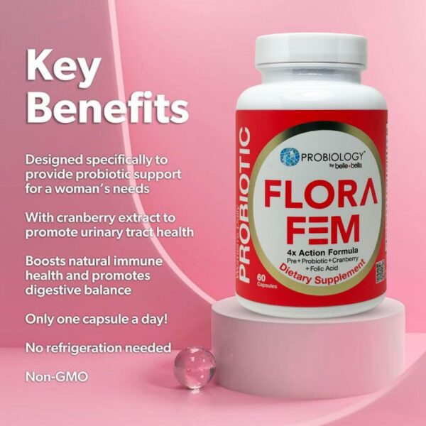 Suplemento diario Belle+Bella Flora Fem con prebióticos y arándano