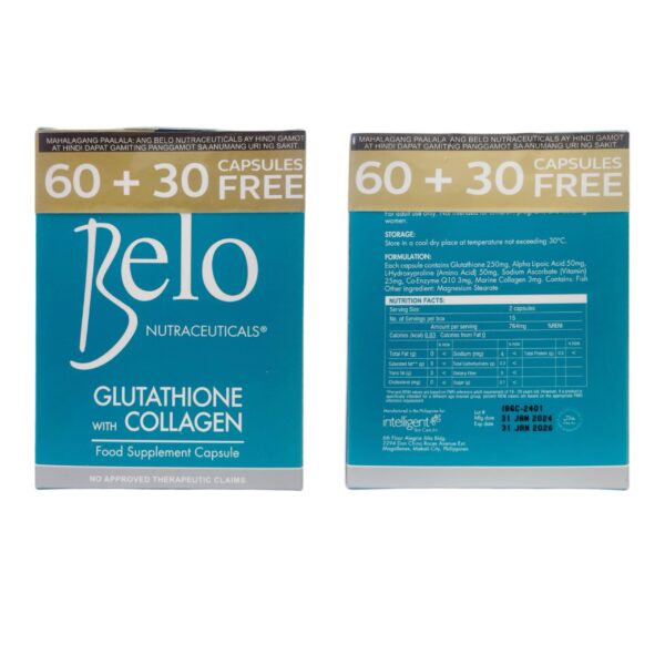 Frasco Belo Glutathione + Collagen con etiqueta