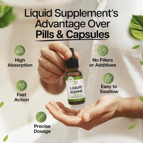 Detalle de la etiqueta de yodo Benevolent Nourishment