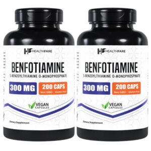 Frasco de Benfotiamina 300mg Healthfare 200 cápsulas