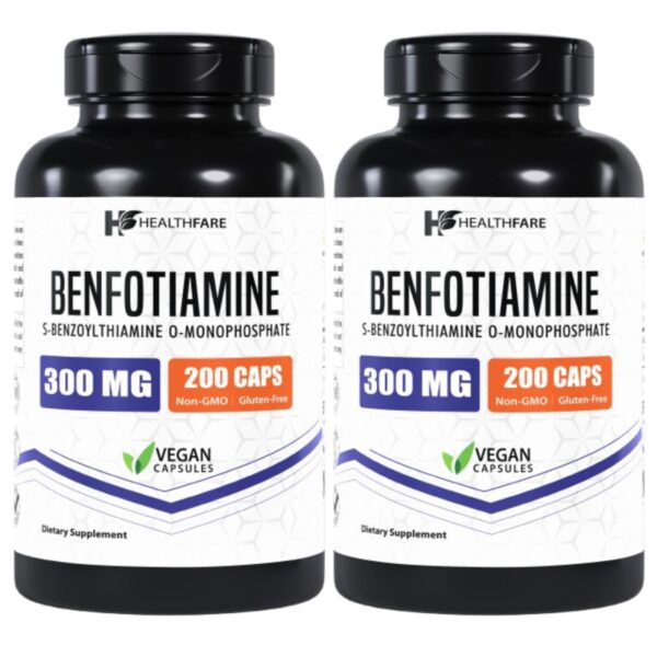 Frasco de Benfotiamina 300mg Healthfare 200 cápsulas