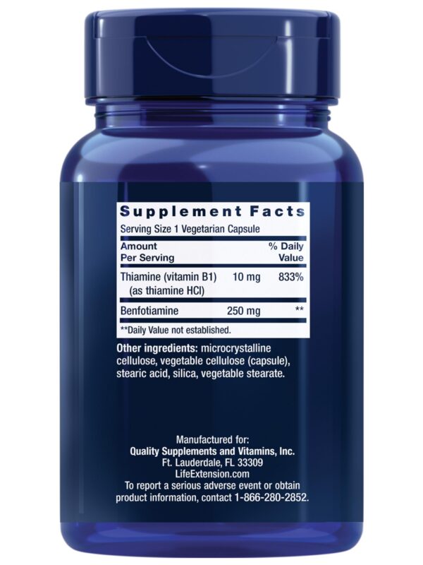 Frasco de benfotiamina - etiqueta