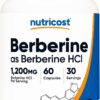 Botella de berberina HCl 600mg Nutricost