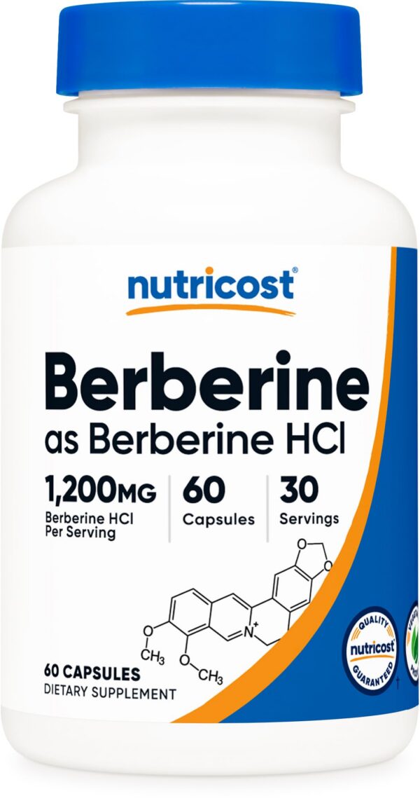 Botella de berberina HCl 600mg Nutricost