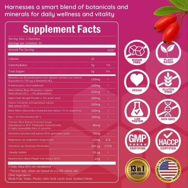 Version 1.0.0 Etiqueta frontal de Berberine Gummies Moogǔ
