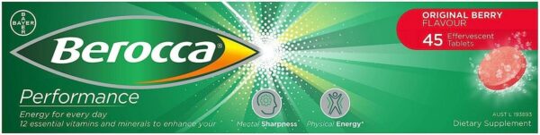 Version 1.0.0 Berocca Performance Original caja y tabletas en primer plano