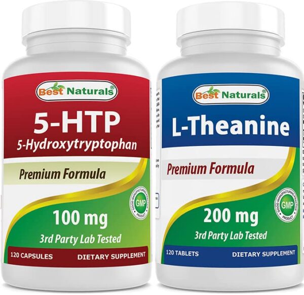 Best Naturals 5-HTP y L-Theanine cápsulas frente