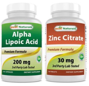 Frasco de Best Naturals con ácido alfa-lipoico 200 mg