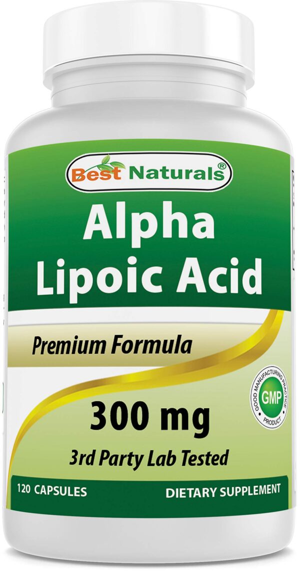 Frasco de 120 cápsulas Best Naturals ácido alfa-lipoico 300 mg