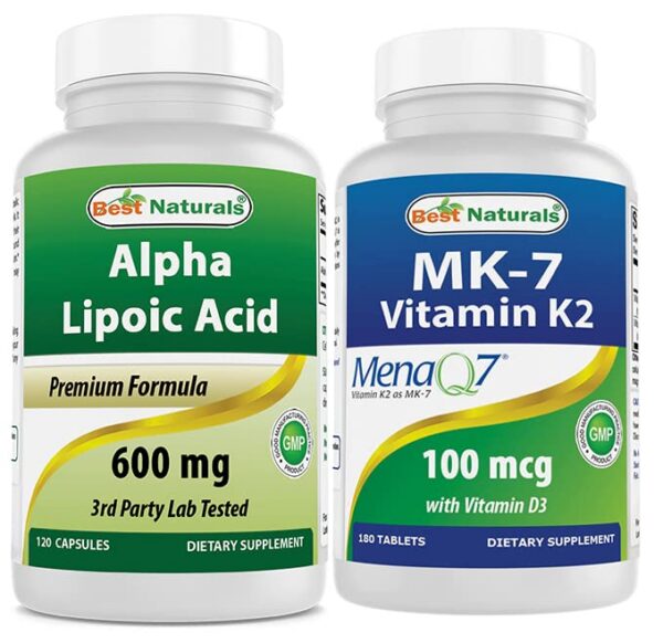 Frontal del envase Best Naturals ácido alfa lipoico 600 mg