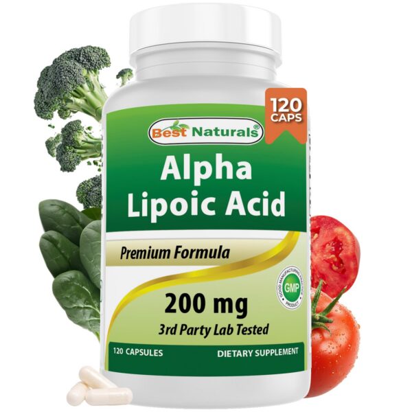 Frente del envase Best Naturals Alpha Lipoic Acid 200 mg