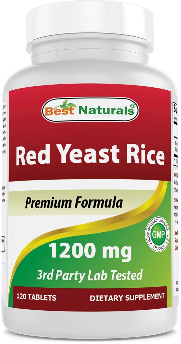 Best Naturals Arroz de Levadura Roja 1200mg frasco frontal