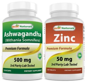 Best Naturals ashwagandha y zinc frasco