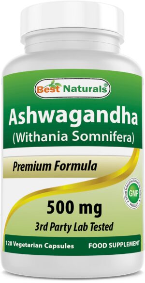 Cápsula de Ashwagandha frente a frasco
