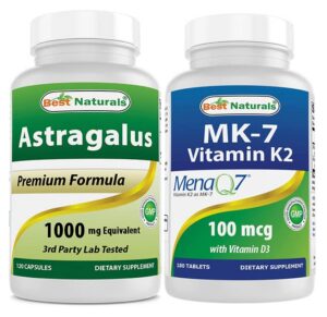 Version 1.0.0 Best Naturals Astrágalo 1000 mg y vitamina K2 MK7 con D3 botella
