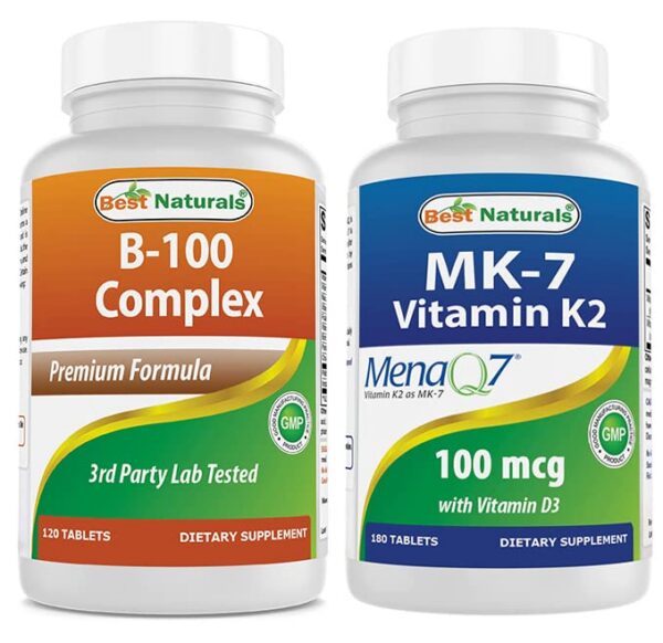 Best Naturals B-100 Complex & K2 D3 frasco frontal