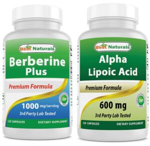 Frasco frontal Best Naturals Berberina 1000 mg etiqueta