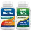 Frasco Best Naturals Biotin NAC - tabletas